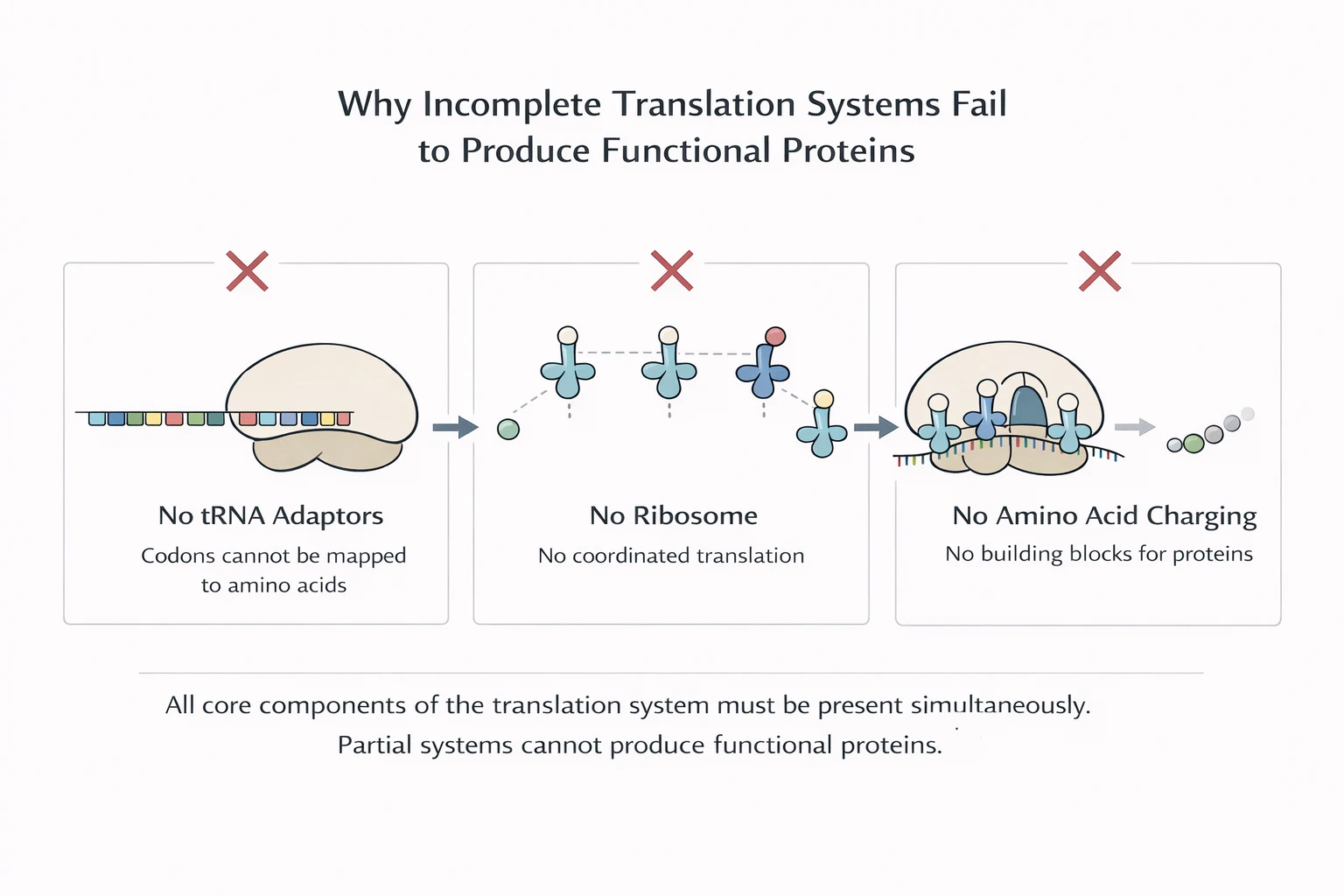 Incomplete translation systems failing when key dependencies are missing, illustrating tight coupling and failure propagation